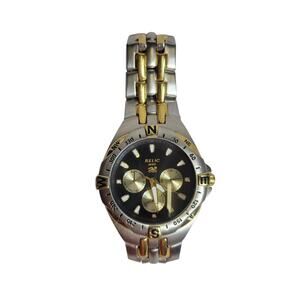Relic Wet Men Watch ZR15369 Formal Multifunction Two Tone 36mm Quartz w/ link